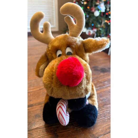 House of Lloyd Red Nosed Reindeer Plush with Candy Cane Christmas 12" - Picture 2 of 8